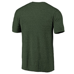 Green Bay Packers Primary Logo Left Chest Distressed Tri-Blend T-Shirt Heathered Green