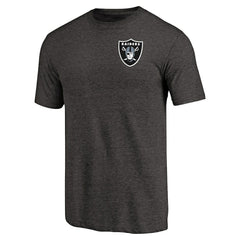 Las Vegas Raiders Primary Logo Left Chest Distressed Tri-Blend T-Shirt Heathered Black