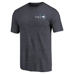 Seattle Seahawks Primary Logo Left Chest Distressed Tri-Blend T-Shirt Heathered College Navy