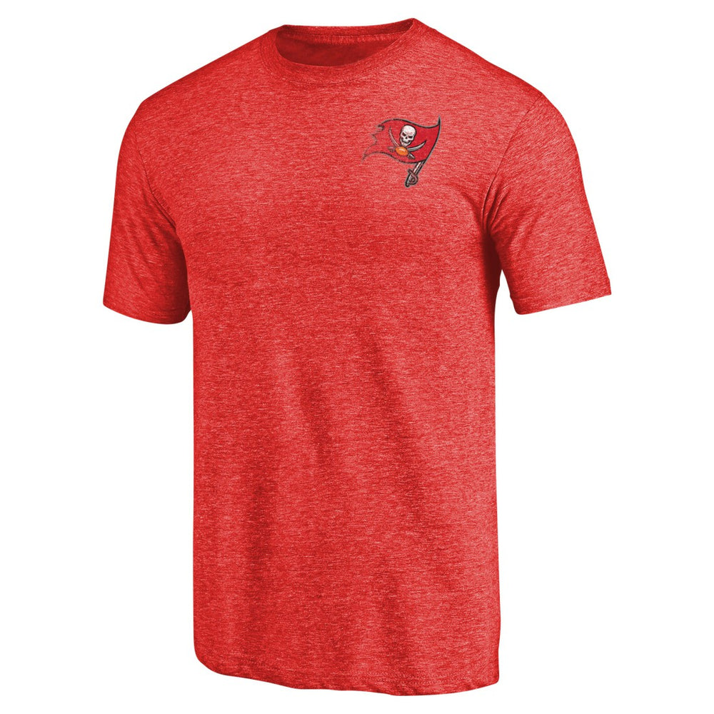 Tampa Bay Buccaneers Primary Logo Left Chest Distressed Tri-Blend T-Shirt Heathered Red