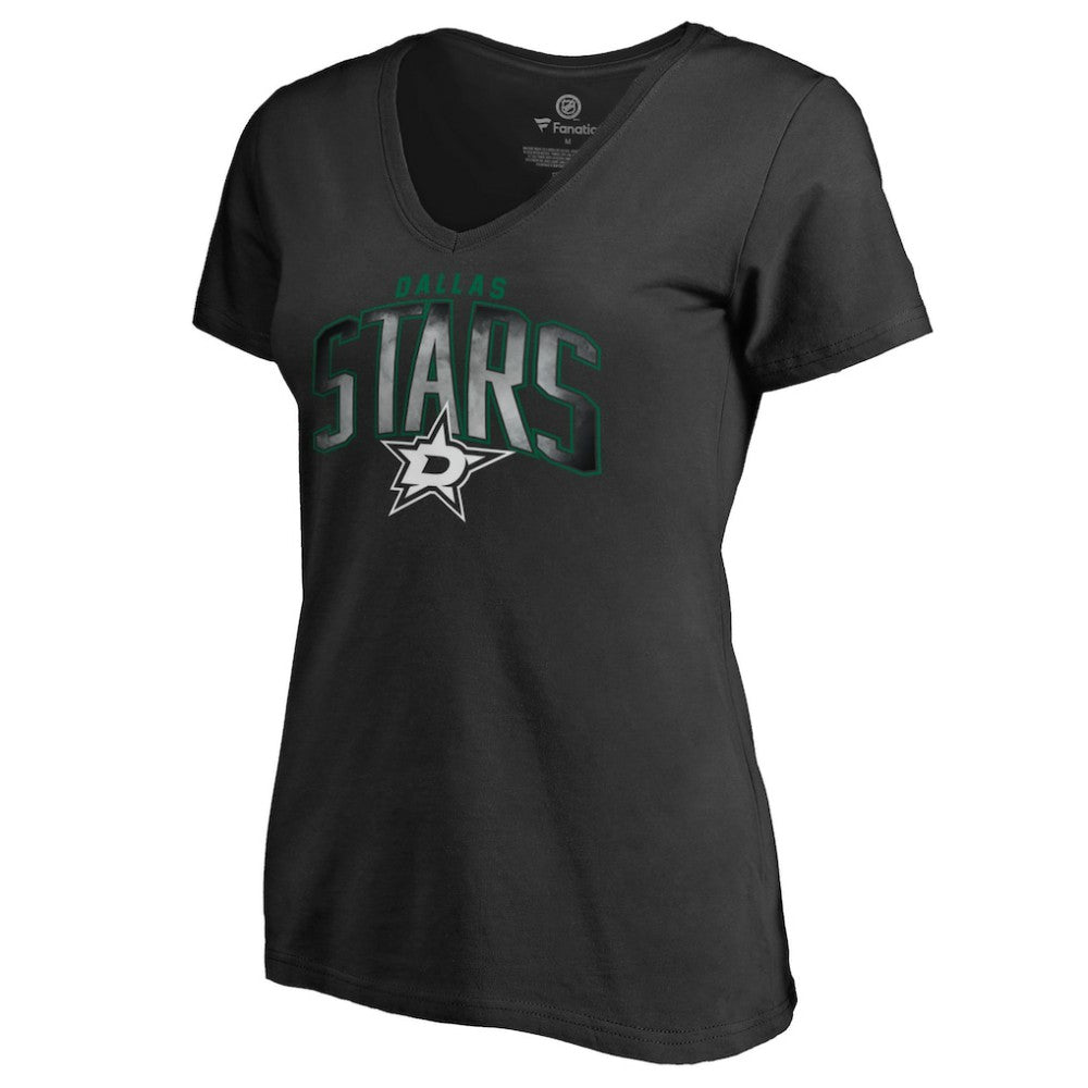 NHL Dallas Stars Women's Arch Smoke V-Neck T-Shirt - Black