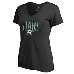 NHL Dallas Stars Women's Arch Smoke V-Neck T-Shirt - Black