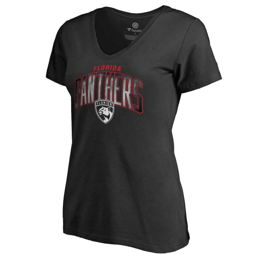 NHL Florida Panthers Women's Arch Smoke V-Neck T-Shirt - Black