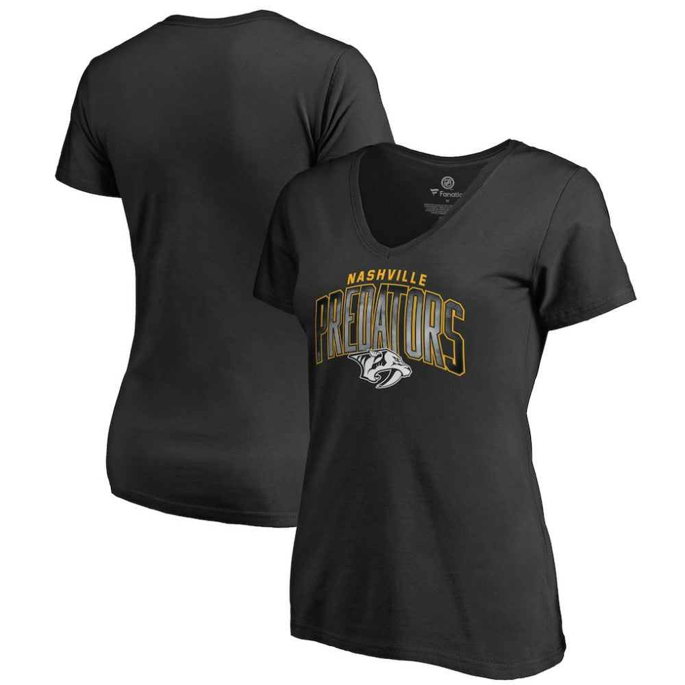NHL Nashville Predators Women's Arch Smoke V-Neck T-Shirt - Black