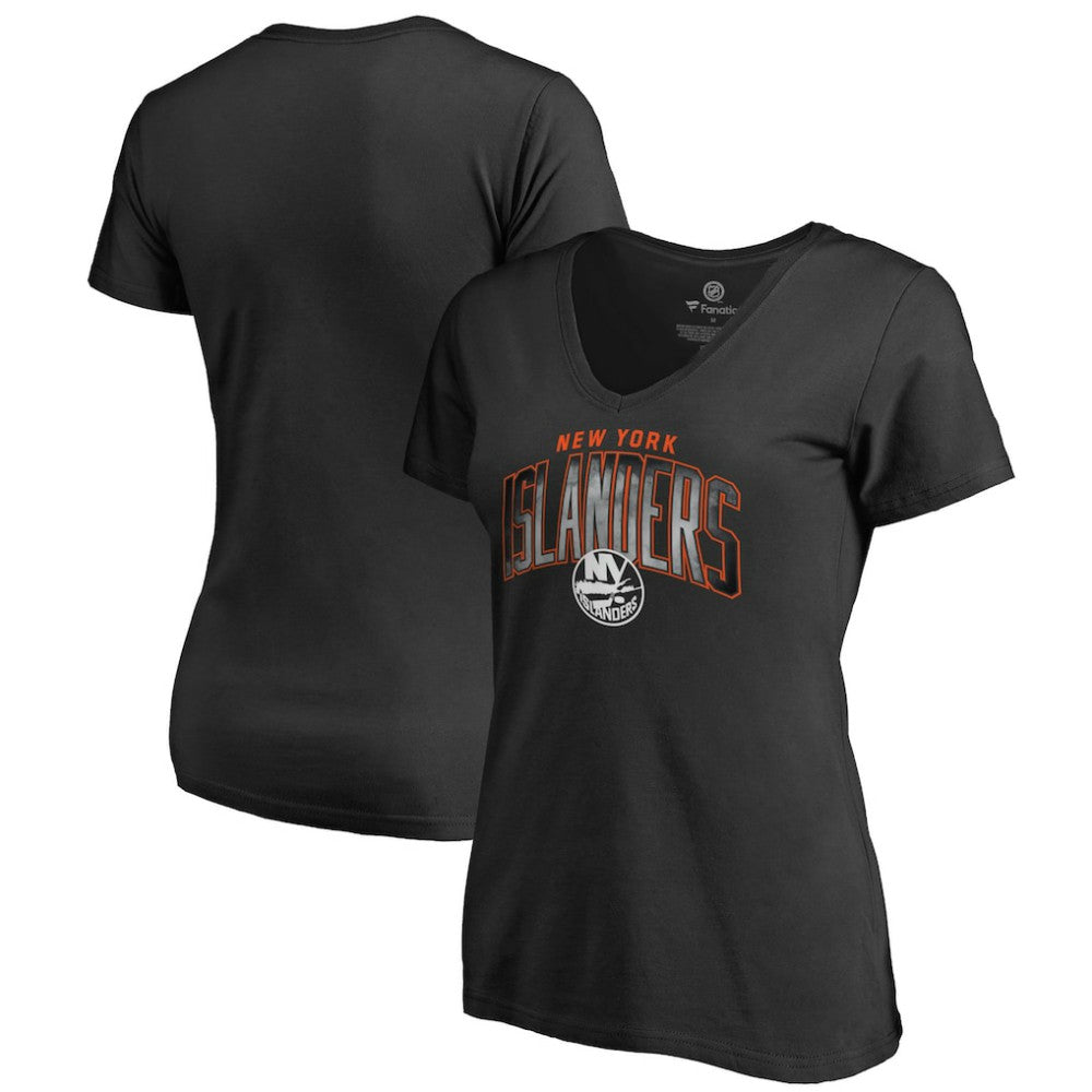 NHL New York Islanders Women's Arch Smoke V-Neck T-Shirt - Black