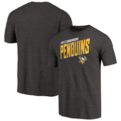 NHL Pittsburgh Penguins Slant Strike Tri-Blend T-Shirt - Black