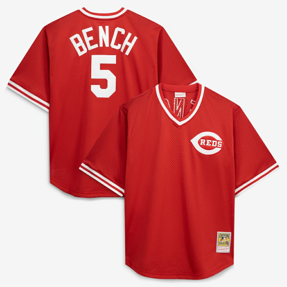 Johnny Bench Cincinnati Reds Mitchell & Ness Cooperstown Collection Big & Tall Mesh Batting Practice Jersey - Red Jerseys