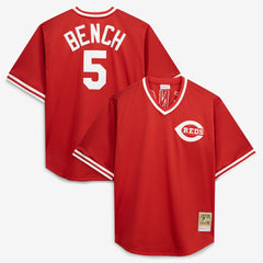 Johnny Bench Cincinnati Reds Mitchell & Ness Cooperstown Collection Big & Tall Mesh Batting Practice Jersey - Red Jerseys