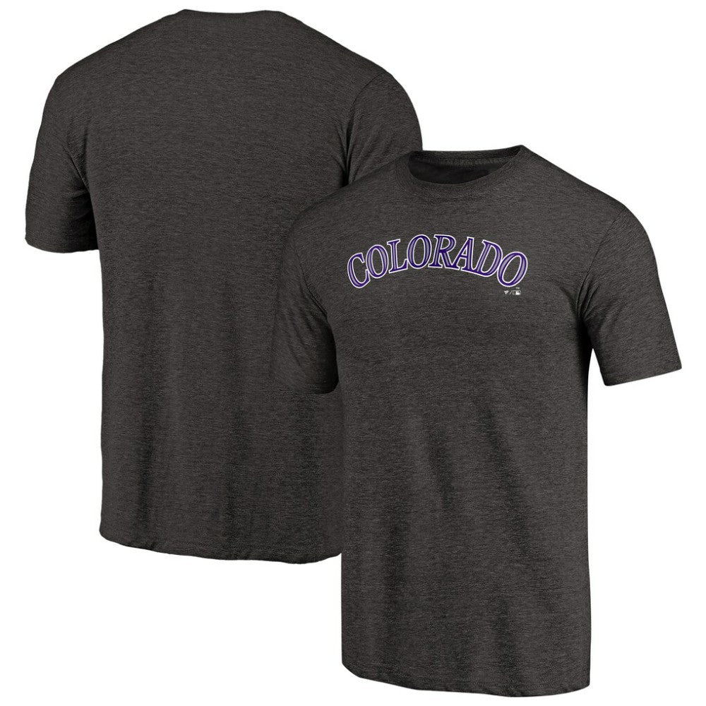 Colorado Rockies Team Wordmark Tri-Blend T-Shirt - Black T-shirts