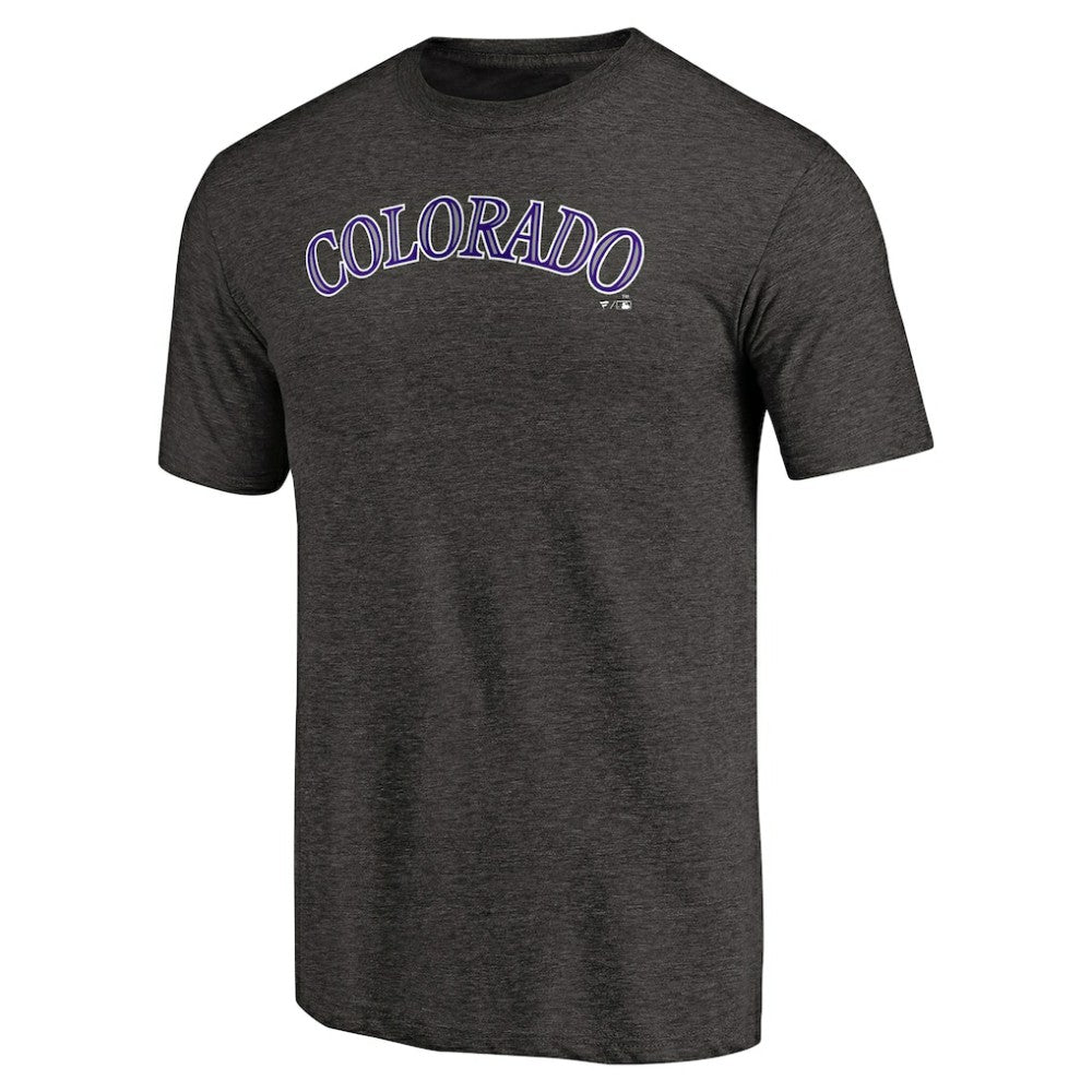 Colorado Rockies Team Wordmark Tri-Blend T-Shirt - Black T-shirts