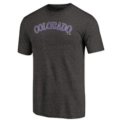 Colorado Rockies Team Wordmark Tri-Blend T-Shirt - Black T-shirts