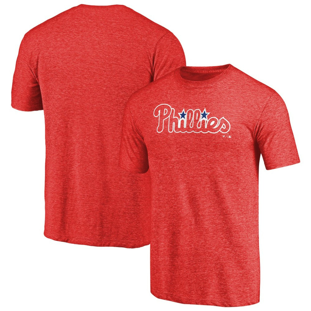 Philadelphia Phillies Team Wordmark Tri-Blend T-Shirt - Red T-shirts