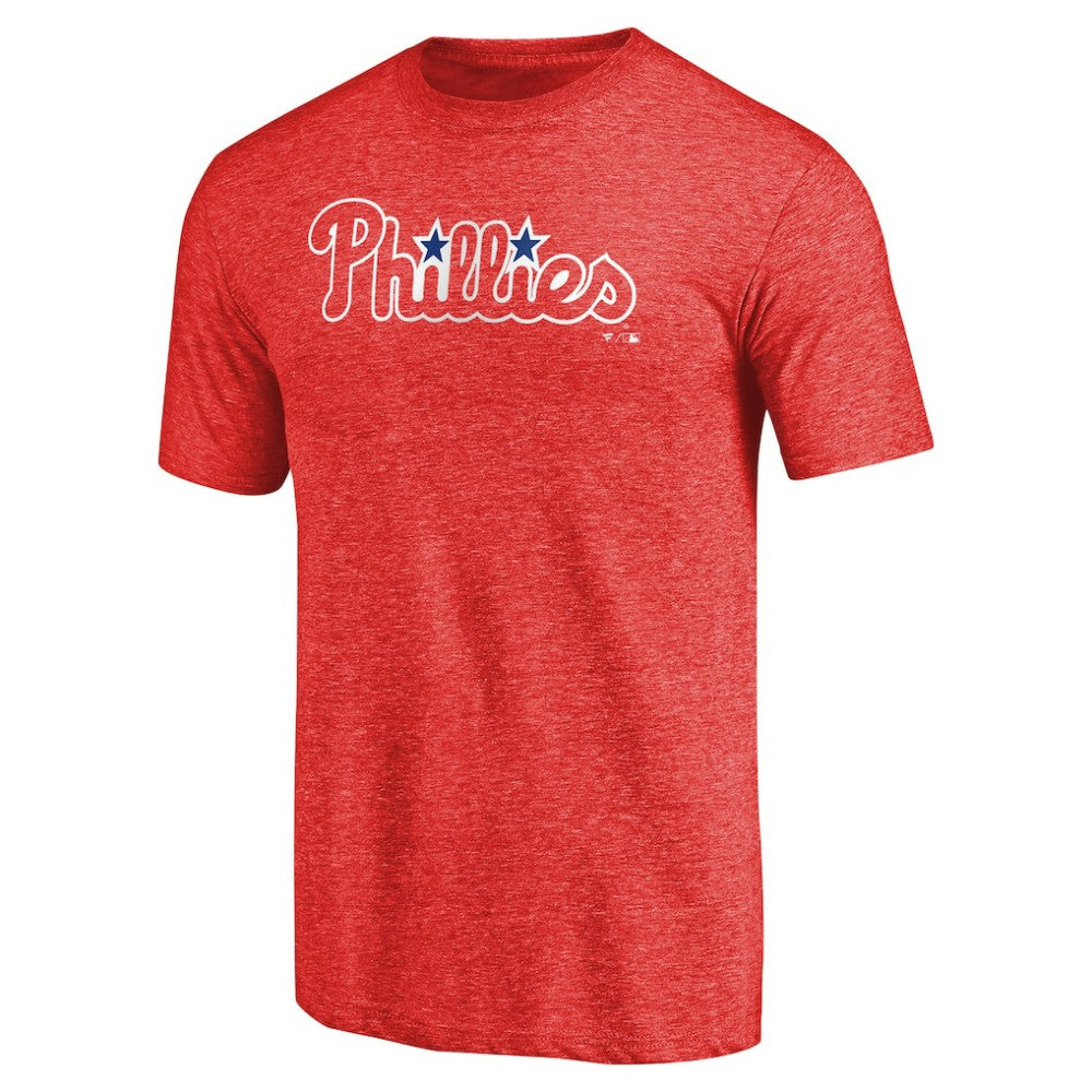 Philadelphia Phillies Team Wordmark Tri-Blend T-Shirt - Red T-shirts
