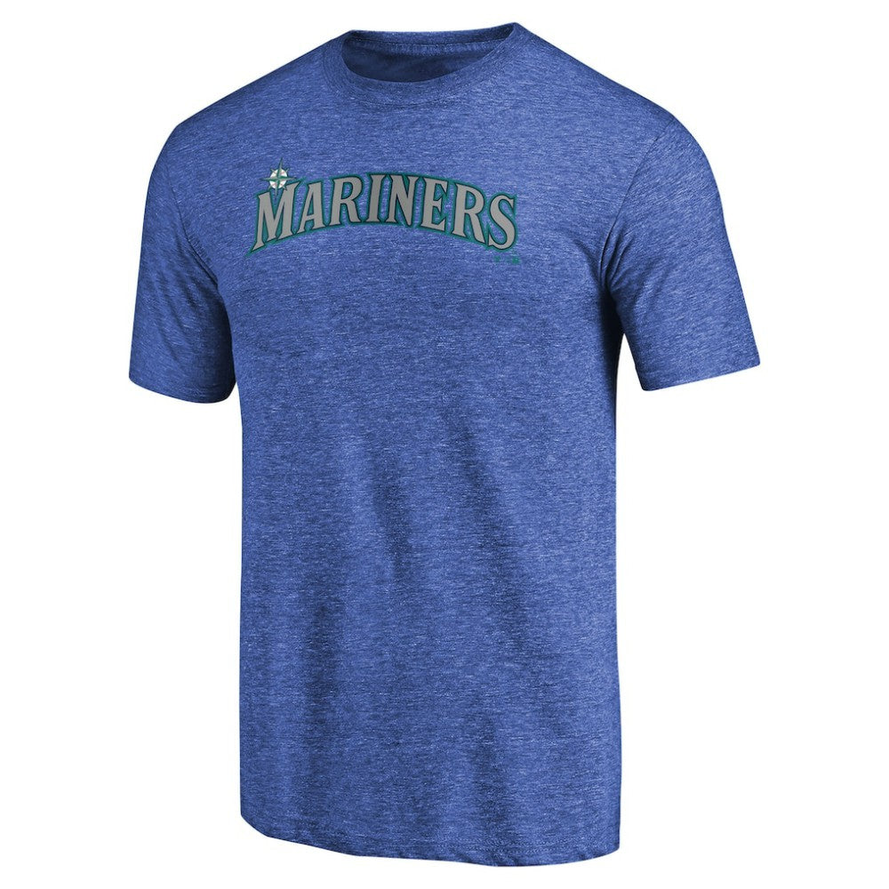 Seattle Mariners Team Wordmark Tri-Blend T-Shirt - Royal T-shirts