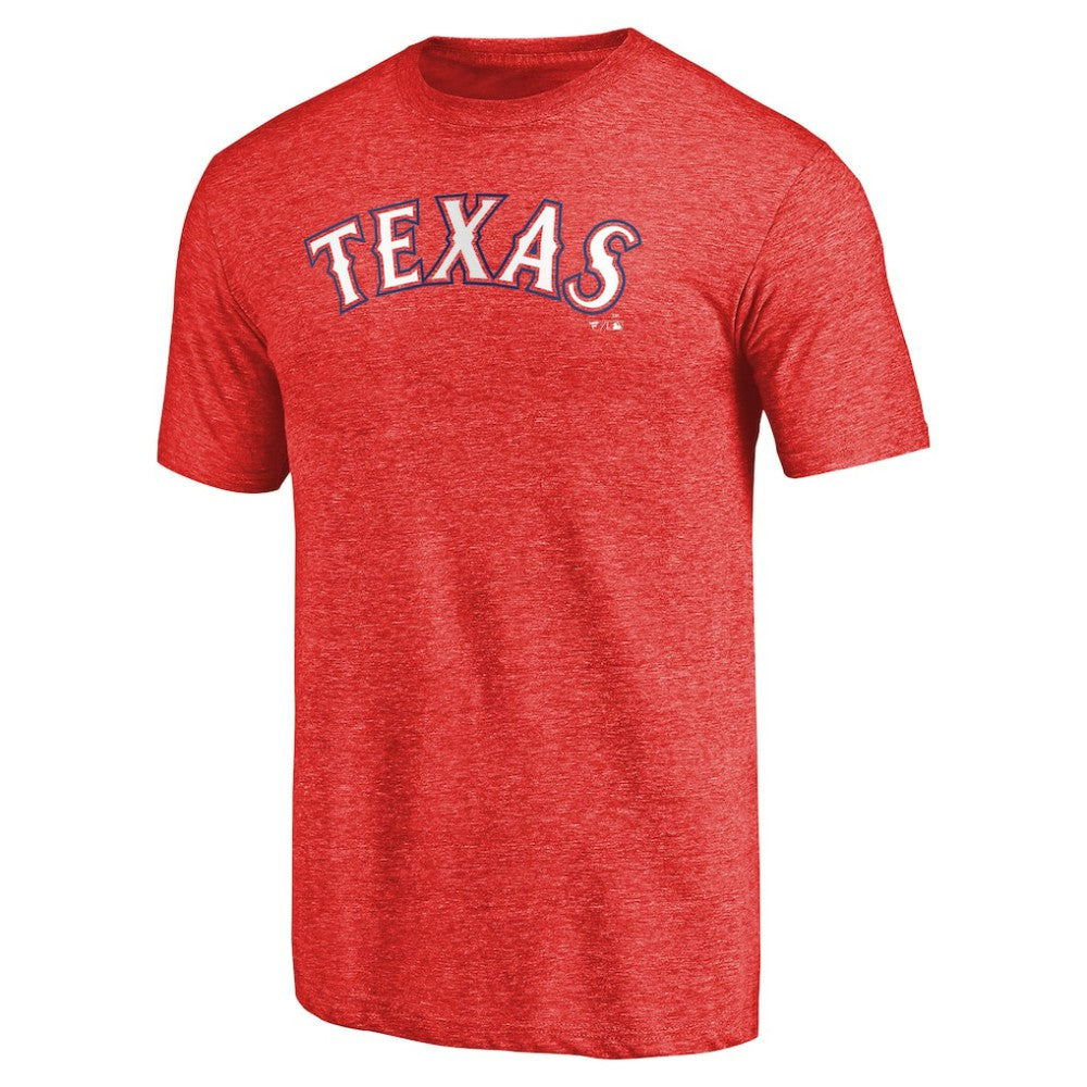 Texas Rangers Team Wordmark Tri-Blend T-Shirt - Red T-shirts