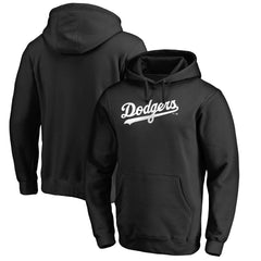 Los Angeles Dodgers Official Wordmark Fitted Pullover Hoodie - Black Hoodies