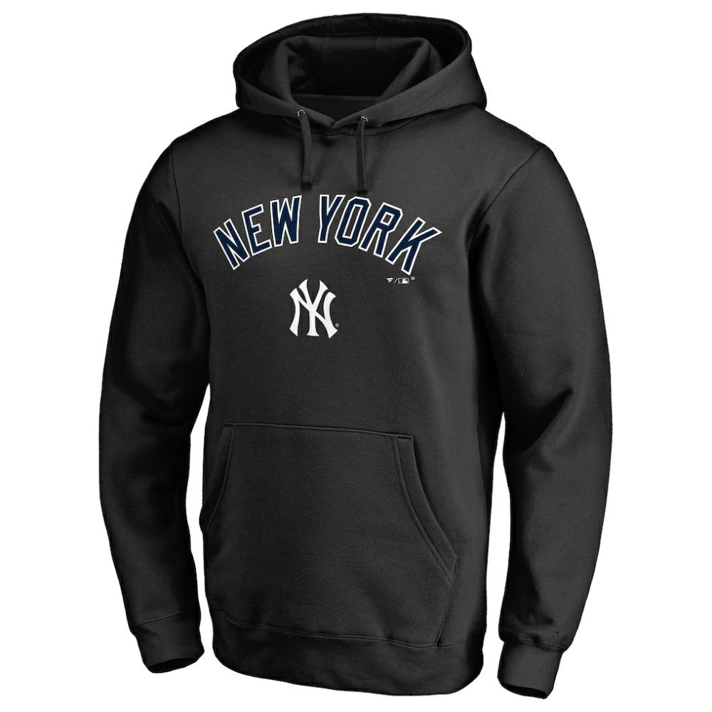 New York Yankees Team Lockup Fitted Pullover Hoodie - Black Hoodies