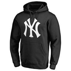 New York Yankees Official Logo Fitted Pullover Hoodie - Black Hoodies