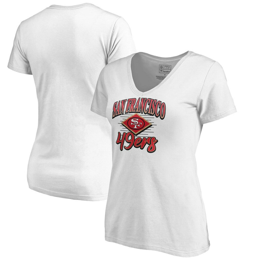 San Francisco 49ers Women's Artifact V-Neck T-Shirt White