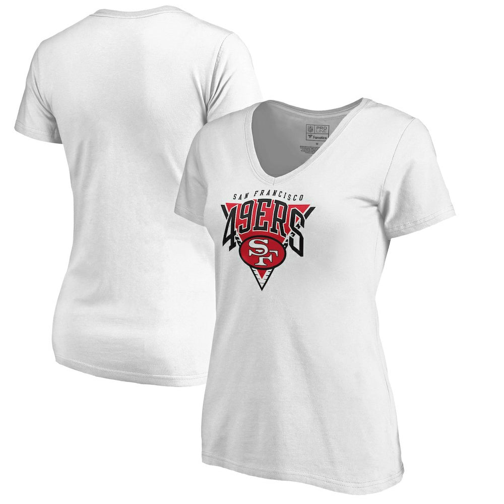 San Francisco 49ers Women's Frontline V-Neck T-Shirt White