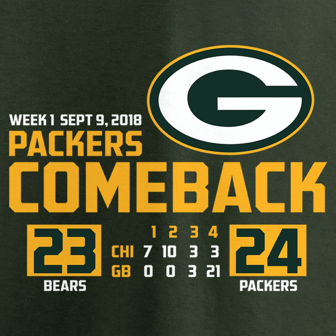 Green Bay Packers The Comeback T-Shirt Green