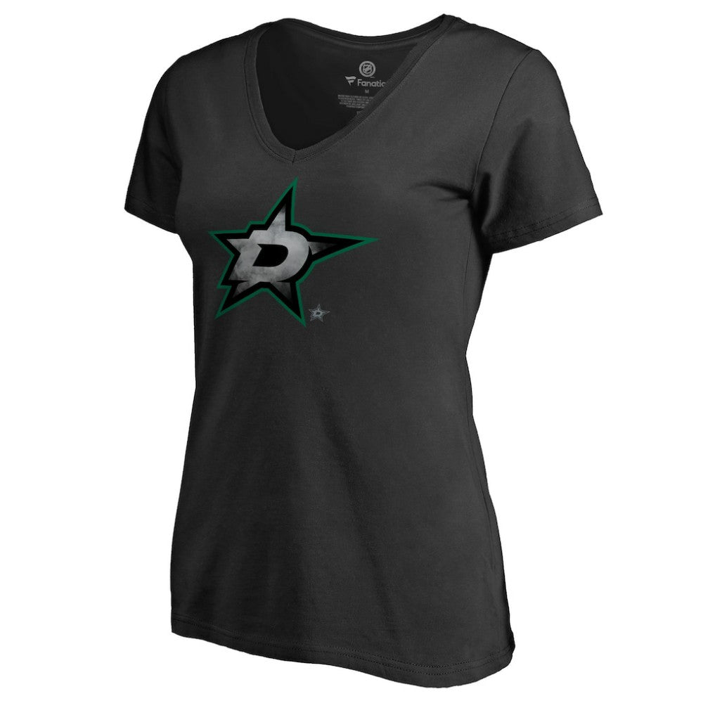 NHL Dallas Stars Women's Core Smoke V-Neck T-Shirt - Black