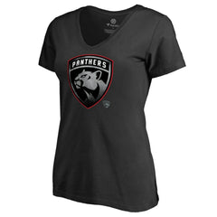 NHL Florida Panthers Women's Core Smoke V-Neck T-Shirt - Black