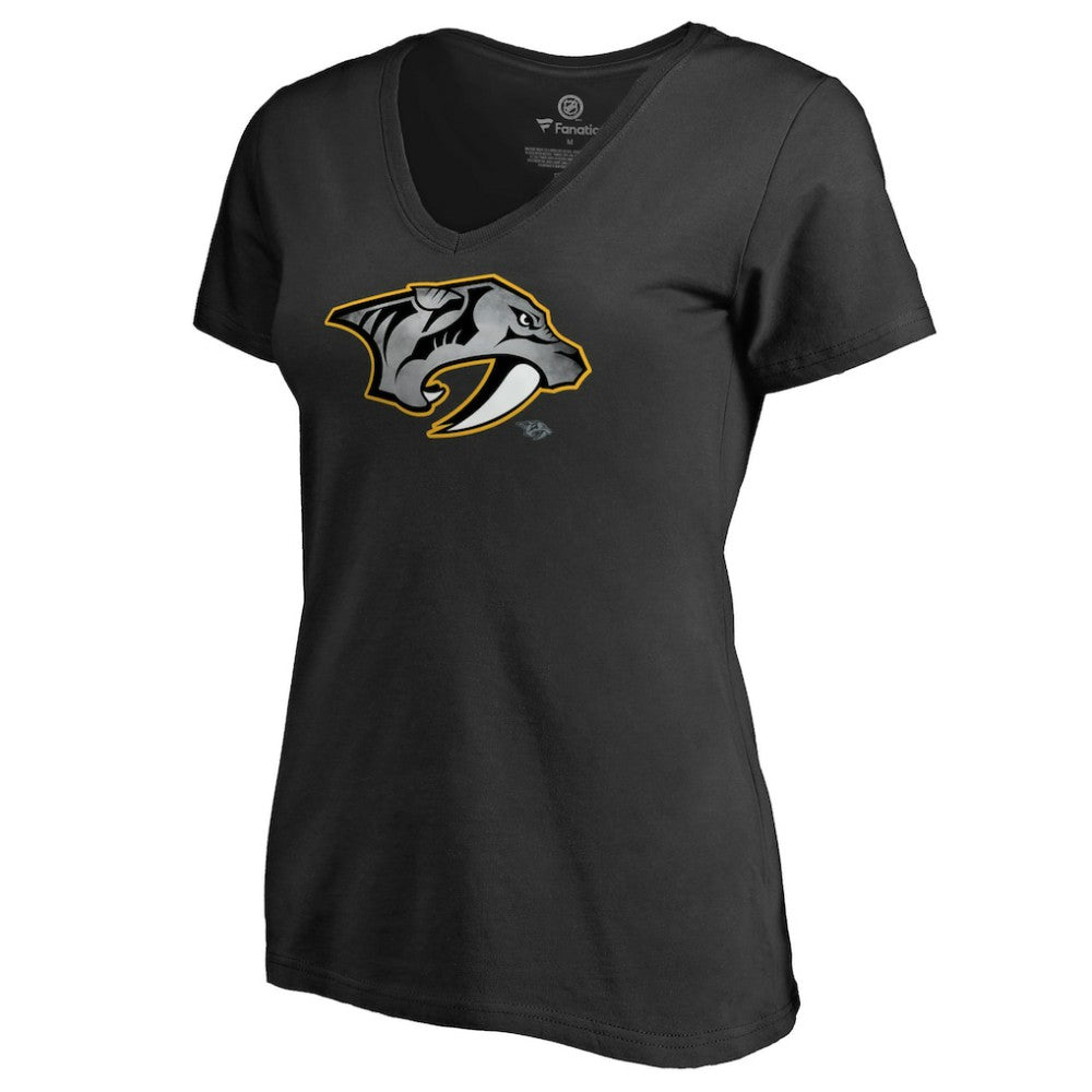 NHL Nashville Predators Women's Core Smoke V-Neck T-Shirt - Black