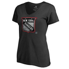 NHL New York Rangers Women's Core Smoke V-Neck T-Shirt - Black