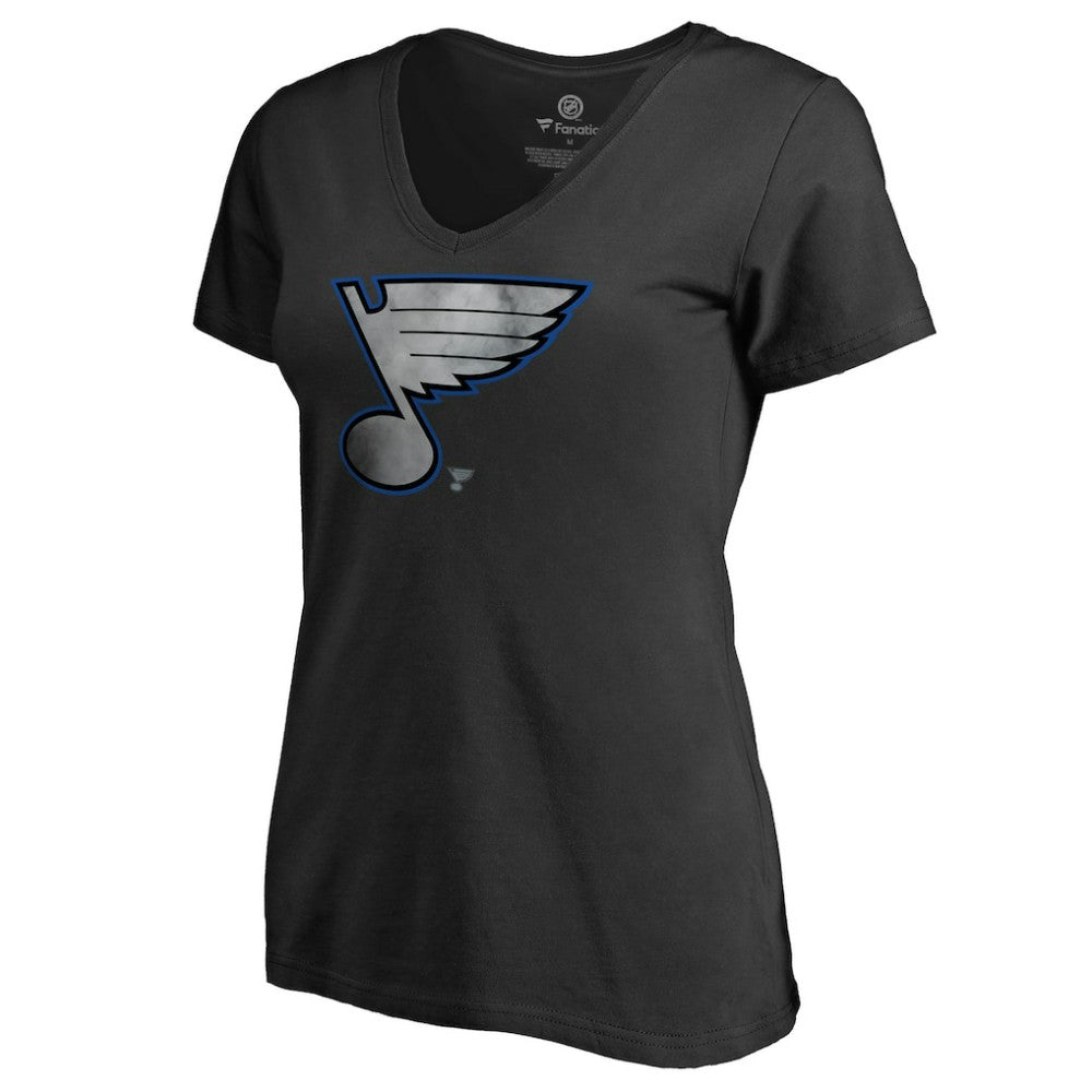 NHL St. Louis Blues Women's Core Smoke V-Neck T-Shirt - Black