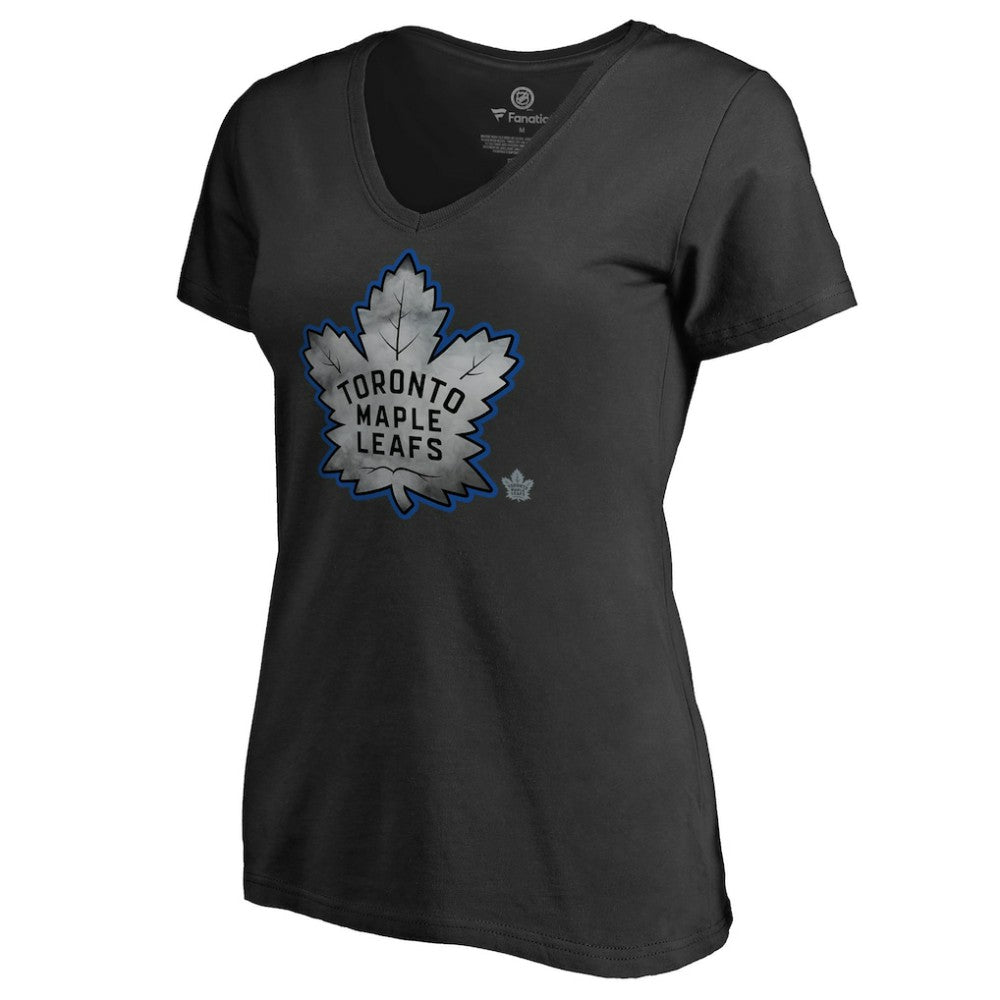 NHL Toronto Maple Leafs Women's Core Smoke V-Neck T-Shirt - Black