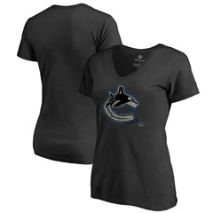 NHL Vancouver Canucks Women's Core Smoke V-Neck T-Shirt - Black