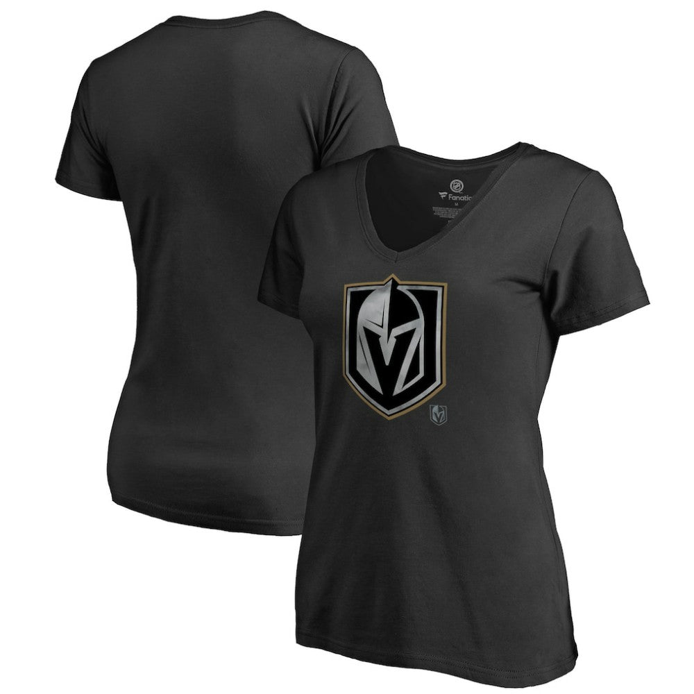 NHL Vegas Golden Knights Women's Core Smoke V-Neck T-Shirt - Black