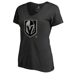 NHL Vegas Golden Knights Women's Core Smoke V-Neck T-Shirt - Black
