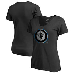 NHL Winnipeg Jets Women's Core Smoke V-Neck T-Shirt - Black