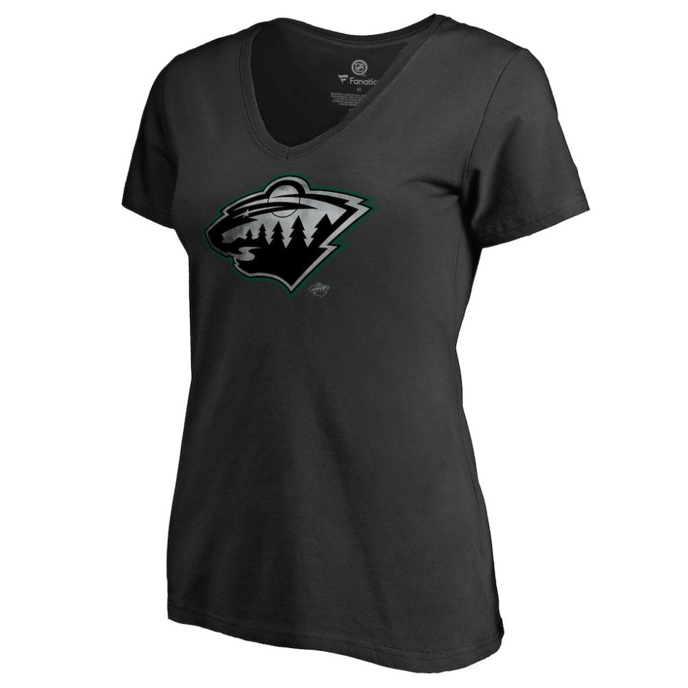NHL Minnesota Wild Women's Core Smoke V-Neck T-Shirt - Black