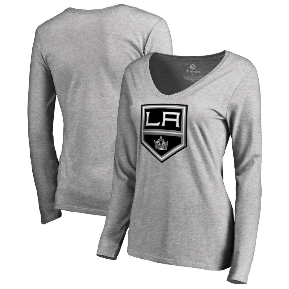 NHL Los Angeles Kings Women's Team Alternate Long Sleeve V-Neck T-Shirt - Heather Gray