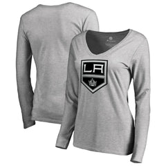 NHL Los Angeles Kings Women's Team Alternate Long Sleeve V-Neck T-Shirt - Heather Gray