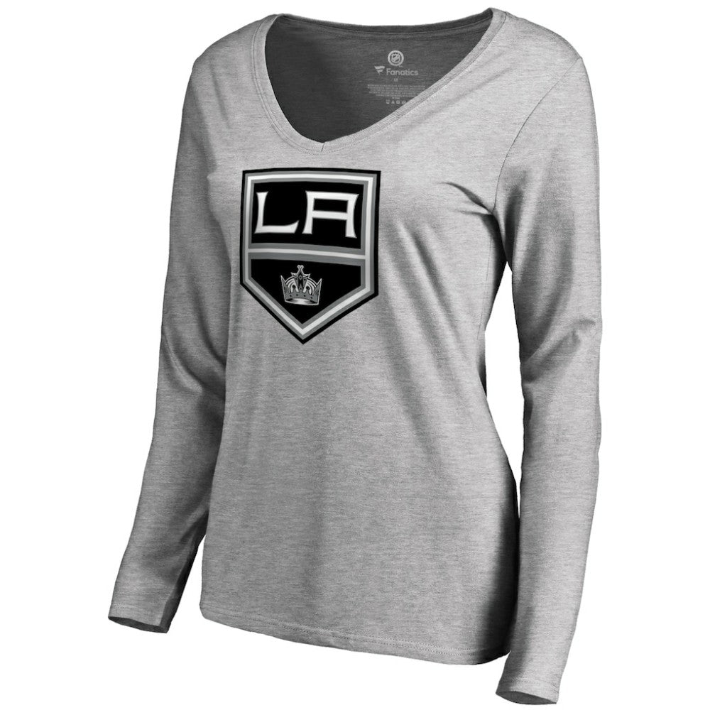 NHL Los Angeles Kings Women's Team Alternate Long Sleeve V-Neck T-Shirt - Heather Gray