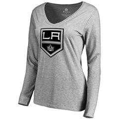 NHL Los Angeles Kings Women's Team Alternate Long Sleeve V-Neck T-Shirt - Heather Gray