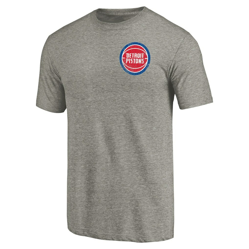 Detroit Pistons Primary Logo Left Chest Distressed Tri-Blend T-Shirt Gray