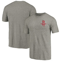 Houston Rockets Primary Logo Left Chest Distressed Tri-Blend T-Shirt Gray