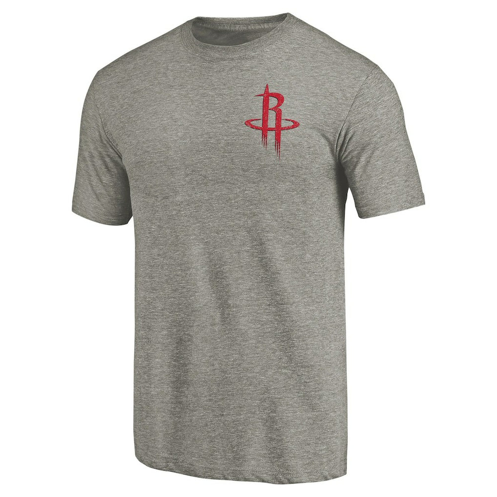 Houston Rockets Primary Logo Left Chest Distressed Tri-Blend T-Shirt Gray