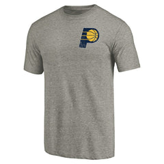 Indiana Pacers Primary Logo Left Chest Distressed Tri-Blend T-Shirt Gray