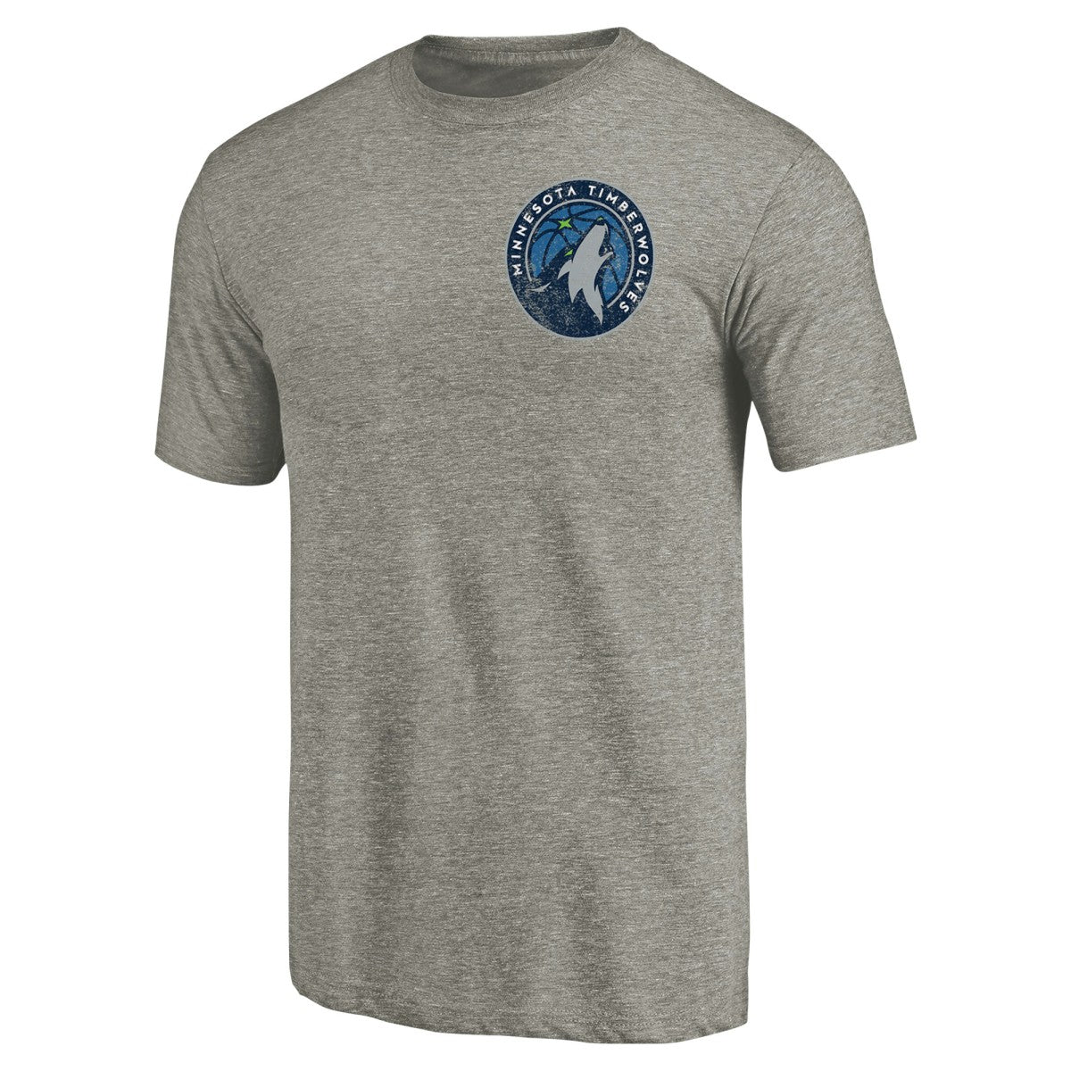 Minnesota Timberwolves Primary Logo Left Chest Distressed Tri-Blend T-Shirt Gray