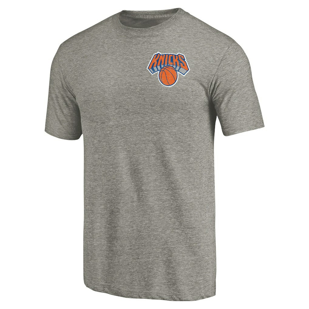 New York Knicks Primary Logo Left Chest Distressed Tri-Blend T-Shirt Gray