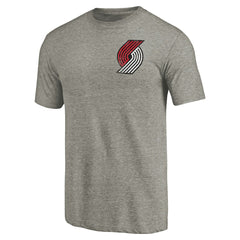 Portland Trail Blazers Primary Logo Left Chest Distressed Tri-Blend T-Shirt Gray