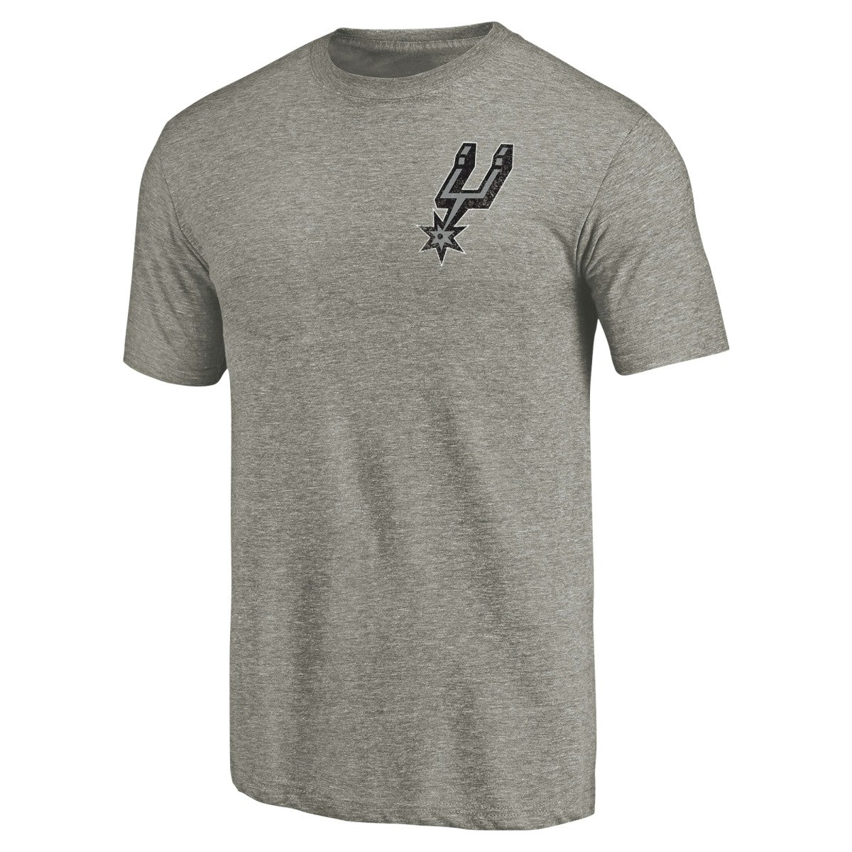 San Antonio Spurs Primary Logo Left Chest Distressed Tri-Blend T-Shirt Gray