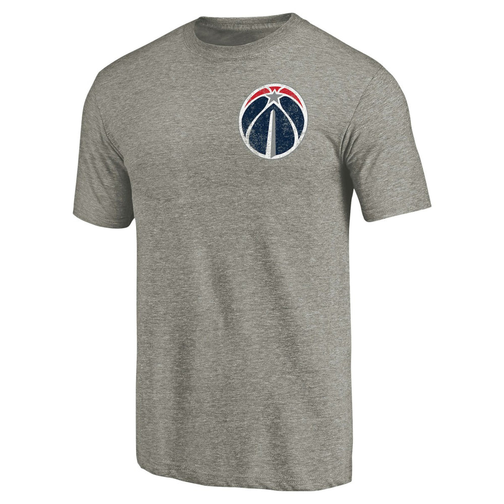 Washington Wizards Primary Logo Left Chest Distressed Tri-Blend T-Shirt Gray