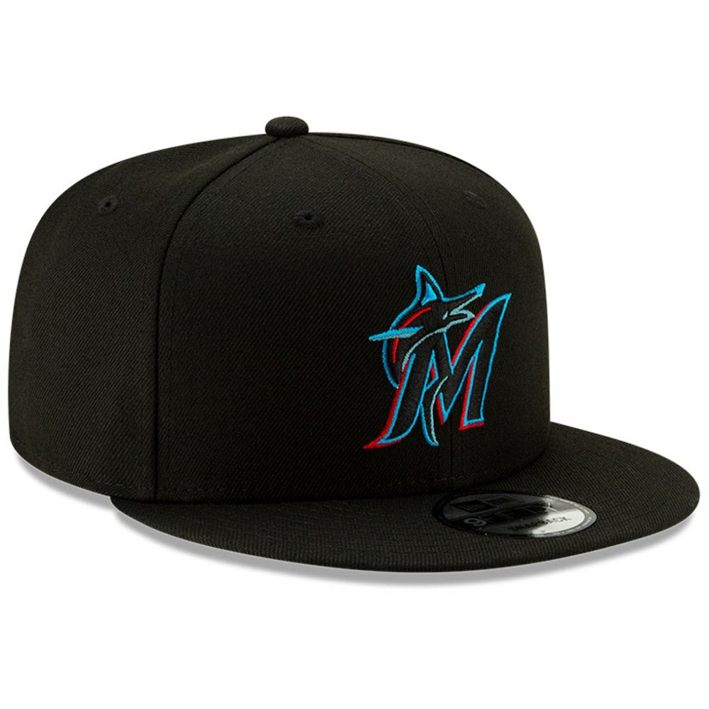 Miami Marlins New Era Team Color 9FIFTY Snapback Hat - Black Hats